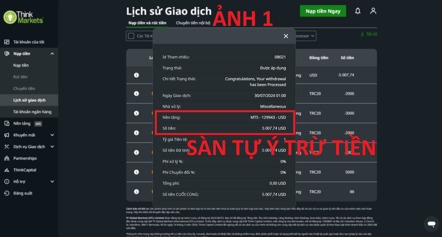 Sàn Think Markets Scam Quỵt Tiền Khách Hàng